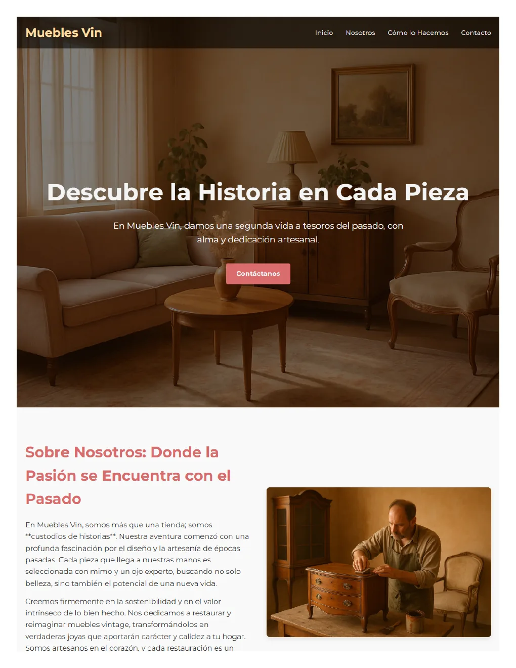 Página web de Muebles Vin